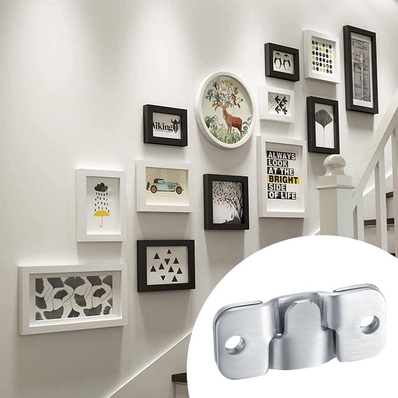 16 Pcs Flush Mount Brackets, Interlocking Photo Frame Hooks Brackets,
