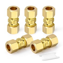 TAILONZ PNEUMATIC 2PCS Brass Compression Tube Pipe Fitting, 6mm Tube OD x 6mm Tube OD Connector