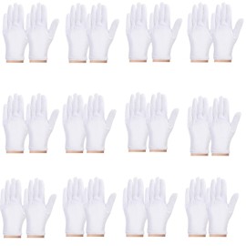 24Pcs White Cotton Gloves for Dry Hands, 12 Pairs White Gloves for Women & Men, Formal Cotton Glove for Moisturizing Cosmetic Hand Spa, Handling Wedding Dresses, Jewelry Inspection