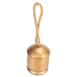 RAZ Imports Vintage Cylinder Bell 4.5 Inch Gold Tone Iron Hanging Ornament, 4127302