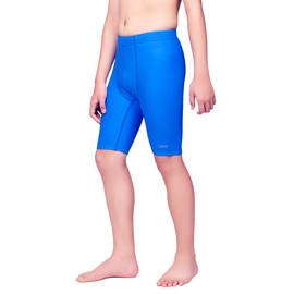 LEAO Youth Boys Swim Jammers Solid Swimsuit UPF 50+ Sun Pretection Quick Dry Athletic Swimming Shorts Royal Blue XS