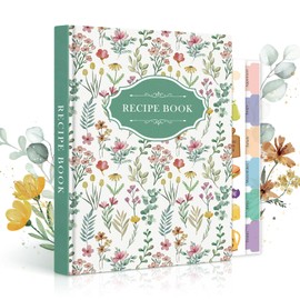 Lanpn Blank Recipe Book Cookbook for 70 Recipes, A5 Waterproof Empty Recipe Notebook to Organize Your Family Recipes, Leather Cooking Journal with Stickers to Write in Your Own Recipes, Green