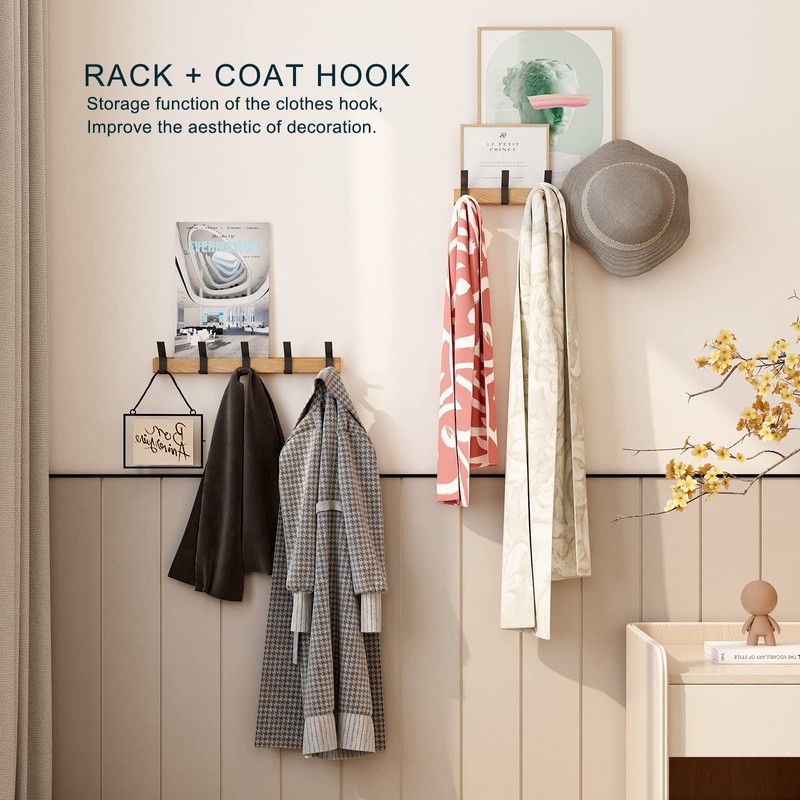 KooNiosio Coat Hook Rack Wall Mounted Coat Rack-5 Double Hook,Aluminum,Metal