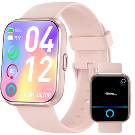 Fitpolo Women's Smartwatch with Phone Function, 1.8 Inch Alexa Built-in Fitness Watch with IP68 Waterproof, 110+ Sports Modes, Pedometer Watch Women with Heart Rate/SpO2/Sleep Monitor, for Android,