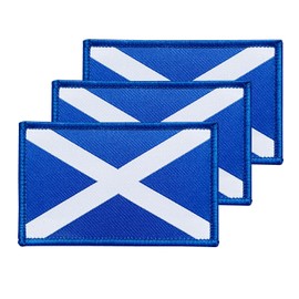 3Pcs Scotland Scotsman Flag Patch 2x3 Inch, Hook Loop Tactical Embroidered Armband Country Flag Patches for Backpack Hat Vest Jacket.