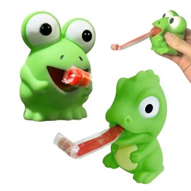 2 Pieces Squishy Toys, Creative Cartoon Dolls Tongue Stretch Toys, Decompression Toys, Frog Toy, Elastic Toy (Green)