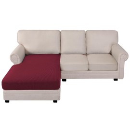 BellaHills Sofa Seat Cushion Covers High Stretch Jacquard Fabric Couch Seat Slipcover Protector for Chaise Sofa with Elastic Bottom (Chaise, Burgundy Red)