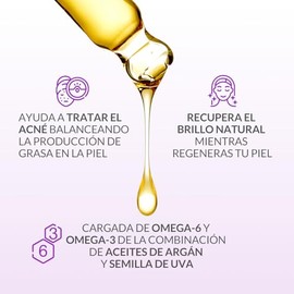 Aceite Facial Hidratante | Con Aceite de Rosa Mosqueta, Argán, Semilla de Uva y Arroz | Hidratación + Control de Acné y Sebo | Minimiza Cicatrices, As