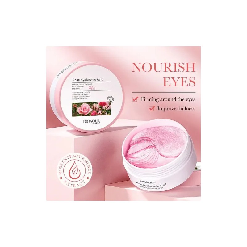 Parches Cuidado Facial Ojeras Bioaqua Rosas Acido Hialuronic