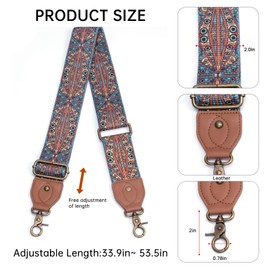 Dksongr Purse Strap Replacement Crossbody Adjustable Bag Strap Retro Jacquard Embroidery Wide Shoulder Strap for Women Handbags