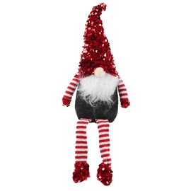 Li'Shay Weighted Gnome Shelf Sitter with Sequins and Velvet 18" Christmas Decorations - Red