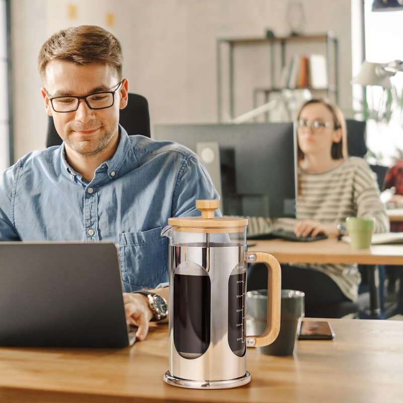 Sivaphe No-Plastic French Press Coffee Maker 34 oz, Borosilicate Glass
