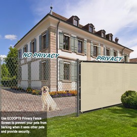 ECOOPTS Privacy Fence Screen Windscreen with Copper Grommets, Fit for Commercial Fence and Residential Garden Outdoor 90% UV Blockage, Cable Zip Ties Included (4'x25', Beige)