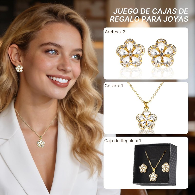 TXG Collar y Aretes de Mujer en Plata 925 –