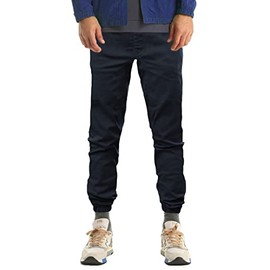 Southpole Boys' Big Cotton Twill Jogger Pants, Elastic Band Waist and Bottom, Age 8-18, New Navy, Large