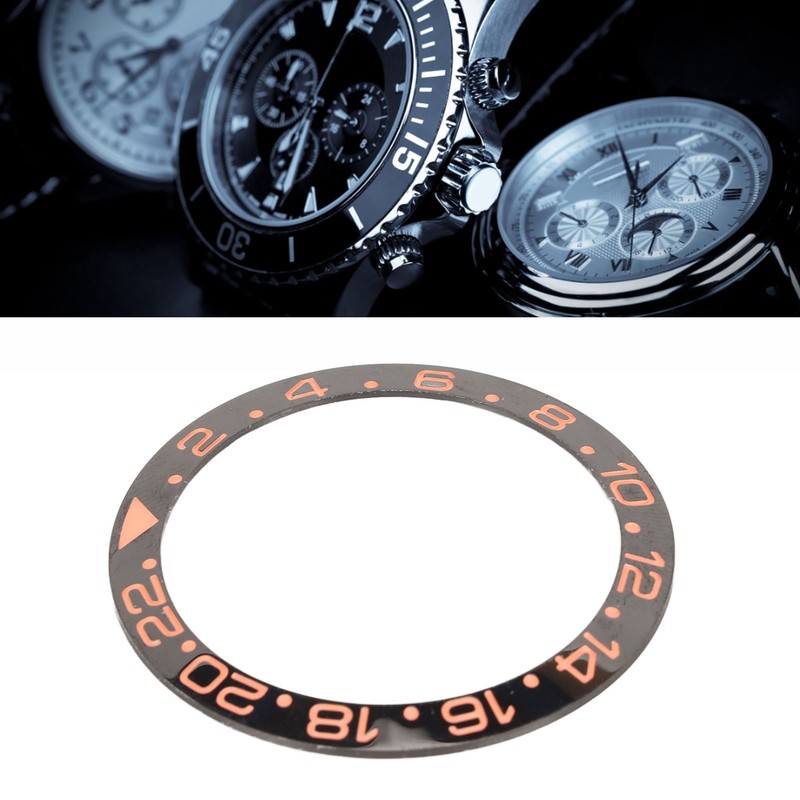 Watch Bezel Insert 38mm Black Base Rose Gold Digit Ceramic