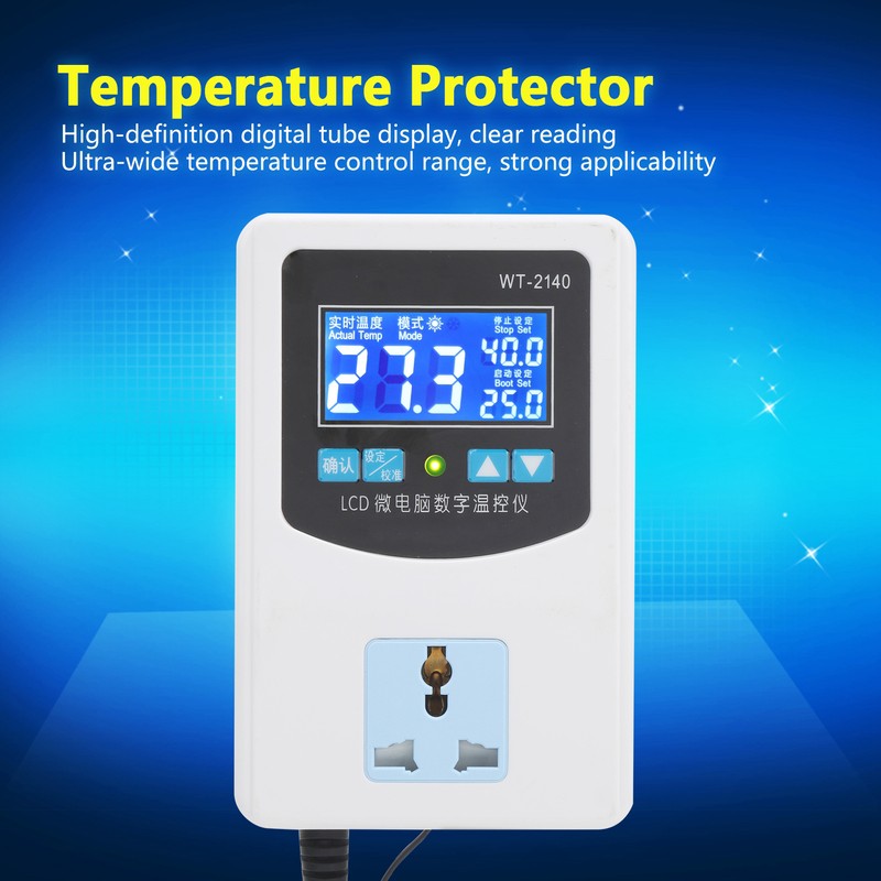 Temperature Controller Digital Microcomputer Intelligent Thermostat Protector Switch 1500WUS Plug
