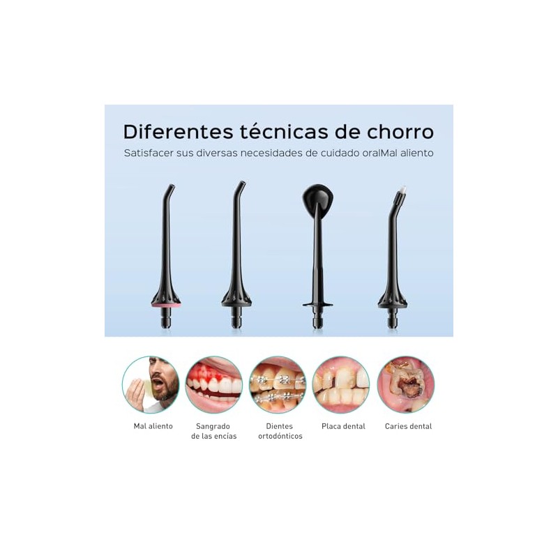 COSLUS C30 Irrigador Bucal Portátil, Brackets y Encías Sensibles, Negro