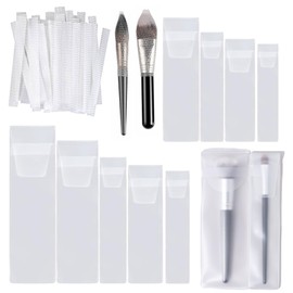 40 PCS Cosmetic Makeup Brushes Protector, Ayzrmly Makeup Brush Travel Organizer Set, Brush Cover for Women Portable Mesh Net for Professional & Daily Use (20 storage nets and 20 protective covers)