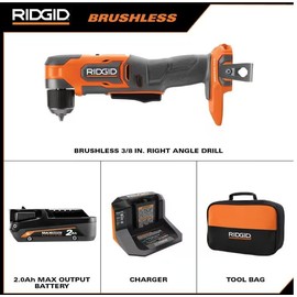 RIDGID 18V SubCompact Brushless Cordless 3/8 in. Right Angle Drill Kit with 2.0 Ah MAX Output Battery and Charger