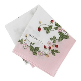 Wedgwood 00014-0001-01 Wild Strawberry Gauze Handkerchief, Pink, 100% Cotton, Women's, Approx. 18.1 inches (46 cm), Pink