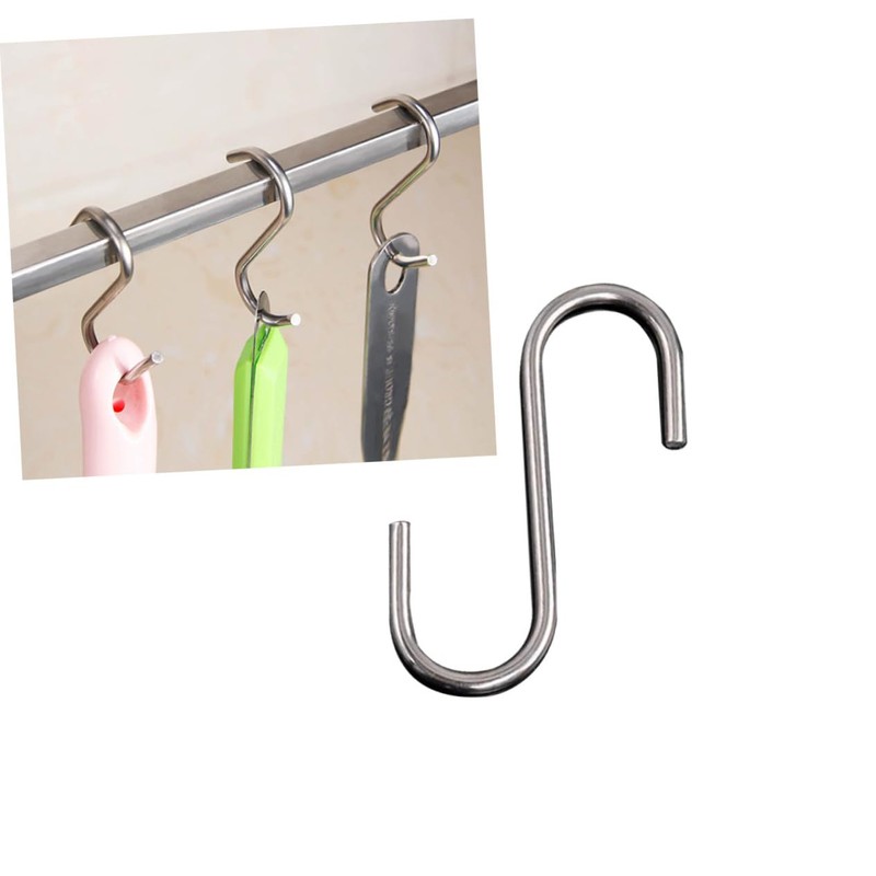 BUGUUYO 10pcs Stainless Steel S Hooks Hanging Hooks for Kitchenware