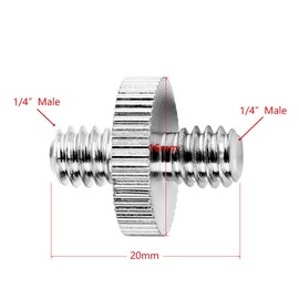 Standard 1/4"-20 Male to 1/4"-20 Male Threaded Tripod Screw Adapter Standard Tripod Mounting Thread Camera Screw Adapter Converter, Precision Made (2 Pack)