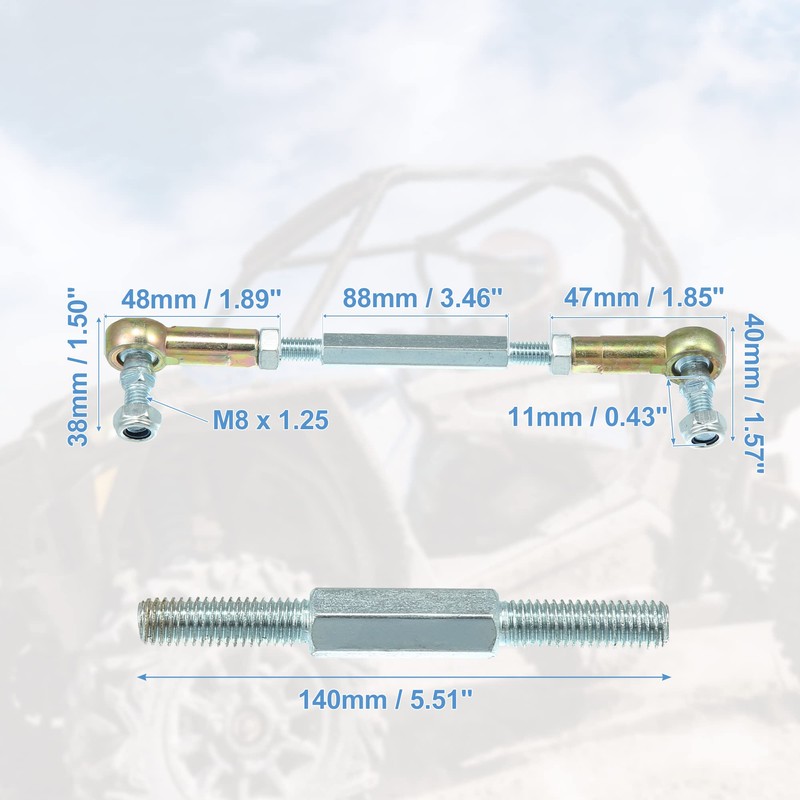 X AUTOHAUX 2pcs M8 Steering Tie Rod for 50cc 70cc