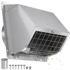 6 Inch Wall Vent Cover Dryer Vent Cover Outside,304 Stainless Steel Exhaust Vent Cover Cap with Screen and Damper,External Extractor Exterior Wall Vent Hood Air Vent for Range Hood Bathroom Fan Duct