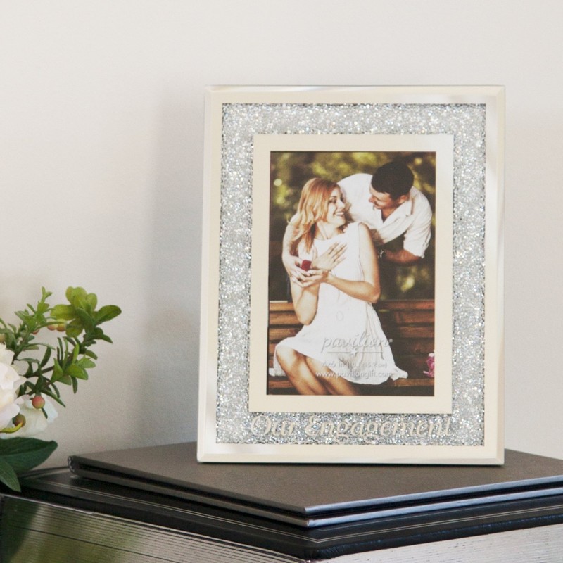 Glorious Occasions Pavilion Gift Company 85116-Our Engagement White Crystal Mirrored-4x6