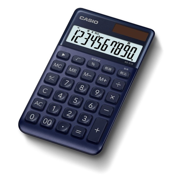 Casio NS-S10-NY-N Stylish Calculator, Navy, 10-Digit Large Notebook Type