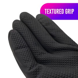 Colortrak Reusable Powder Free Latex Gloves, 20 Count, Multi-Use, Lightweight Latex, Textured Finish, Black Color Hides Stains, Reusable to Reduce Waste, Medium