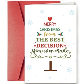 SuperShunhu Funny Christmas Card for Her Him, Romantic Xmas Card for Husband Wife, Witty Christmas for Friend Family, Merry Christmas from The Best Decision You ever Made