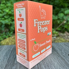 EllyPop Organic Hydrating Freezer Pops - Herbal Tea, Electrolytes, and Fruit Juice - No Refined Sugar, Dyes, or Artificial Flavors, Sweet Peach, 6 Pack