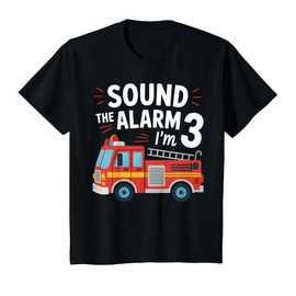 Kids Fire Truck I'm Three 3 Yr Old Sound The Alarm 3rd Birthday T-Shirt