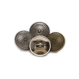 5 botones redondos de metal con diseño de flores, estilo redondo, vintage, para manualidades, costura, decoración de ropa (plata envejecida, 25 mm)