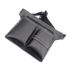 Healvian Hairdressing Waist Bag Organizer for Stylists Pu Tool Holder for Scissors Combs and Clippers Large Capacity Barber Pouch Black