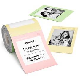 NIIMBOT Labels, Photo Paper Only for B21Pro Label Printer, Thermal Paper Sticker, Label Tape for Photos, Notes, Memos and DIY, 54 x 66 mm, 125 Labels per Roll Label Roll, Spring Time
