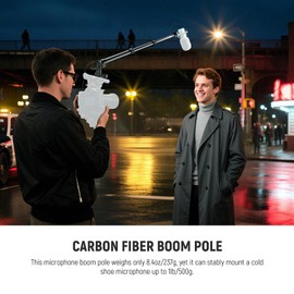 NEEWER Carbon Fiber Microphone Boom Pole, 44-92cm Extendable, Built In 3.5mm TRS Male to Female Cable, NATO Nail, Cold Shoe Mount, 180° Tilt, 500g Max Load Mic Arm for Interviews, Filmmaking, BP01