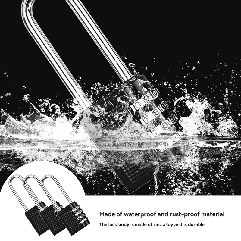 WeeGoo 6 Pack 4 Digit Code Long Shackle Combination Padlocks