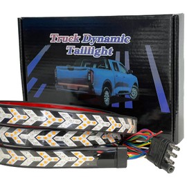 48 Inch Arrow LED Tailgate Light Bar Strip for Pickup Truck, Flowing Amber Sequential Turn Signal Light, RED Strobe Flashing Warning Brake Light Kit