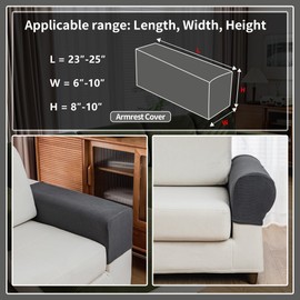 QIANMEW Couch Cushion Covers,Comfort Soft Magic Sofa Covers Washable Stretch Resistant for Chair Cushion Couch Furniture Protectors for Pets Sectional Slipcovers(Armrest Sofa Cover,Dark Gray)