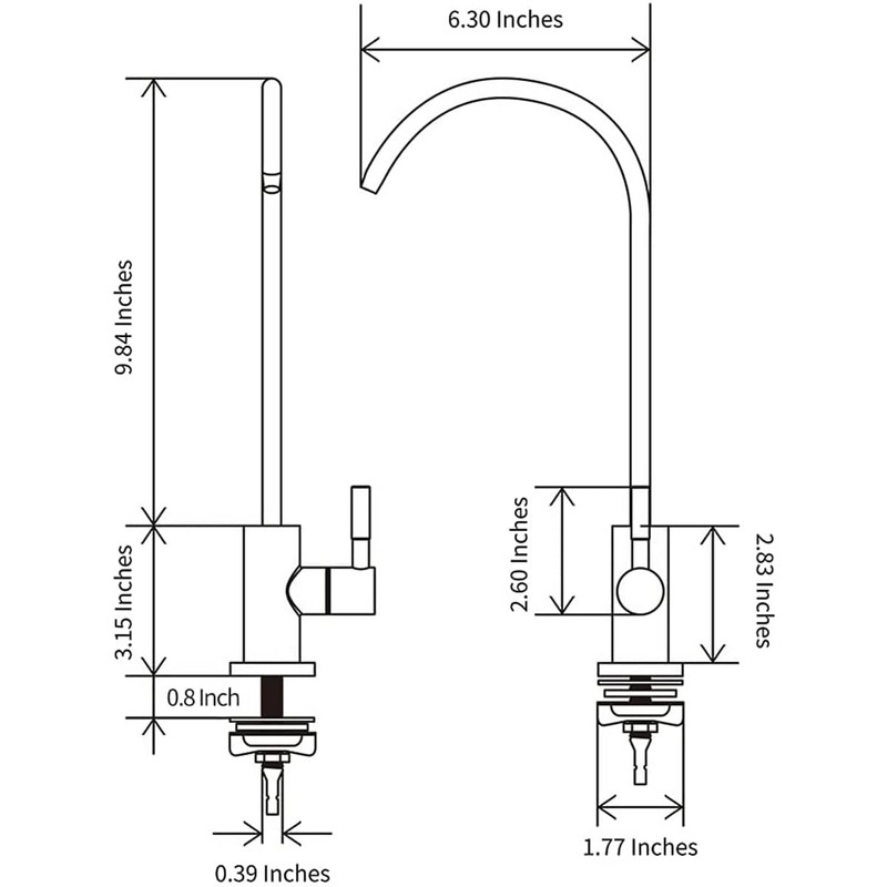 WATERLUX Air Gap Faucet for Reverse Osmosis System Chrome Finish