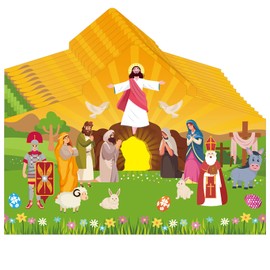 SICOHOME Make an Easter He Lives Sticker Scenes 12 Sets He is Risen Stickers Easter Crafts for Kids Religious Easter Resurrection Scene Set Christmas Sunday School Christian Easter Gifts for Kids