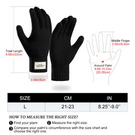 Moyad Winter Gloves Men Women, Touch Screen Knitted Gloves, Thermal Gloves with Warm Fluff Lining, Windproof Lightweight Warm Gloves for Cycling Running Skiing Hiking Driving Outdoor Sports, Dark Grey