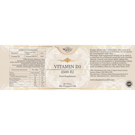 Sky Premium Life Vitamin D3 2500IU Food Supplement - 60 Tablets (2 Month Supply)