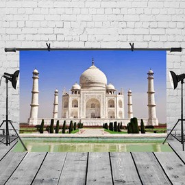 LYLYCTY 7x5ft Taj Mahal Backdrop Indian Famous Architectural Taj Mahal Photography Background and Studio Photography Backdrop Props LYLX207