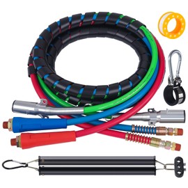 CheeMuii Semi Truck Air Lines Kit with 16" Double Tender Spring Kit 12 FT 3 in 1 ABS Electric Power Line Red & Blue Air Hoses Kit for Semi Truck Trailer Tractor