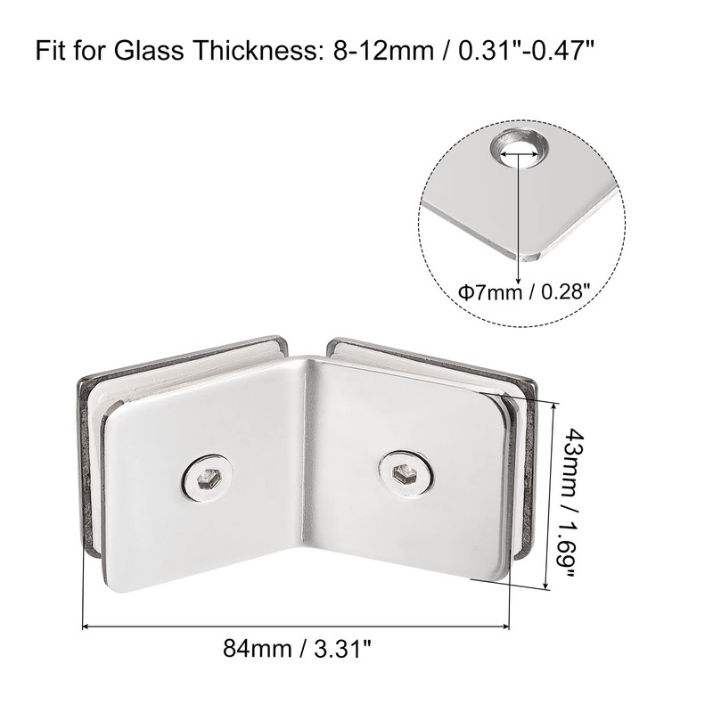 HARFINGTON Stainless Steel 135 Degree Glass Clamp, 6pcs for 8-12mm