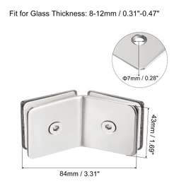 HARFINGTON Stainless Steel 135 Degree Glass Clamp, 6pcs for 8-12mm Thickness 135 Degree Double Side Square Frameless Glass Corner Clamp Bracket Clip for Shower Door, Bright Silver
